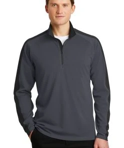 Sport-Tek Men's Sport-Wick Textured Colorblock 1/4-Zip Pullover -Bulkthreads store 85163768