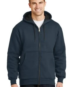 CornerStone Men's Heavyweight Full-Zip Hooded Sweatshirt With Thermal Lining CS620 -Bulkthreads store 85167458