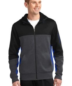 Sport-Tek Men's Tech Fleece Colorblock Full-Zip Hooded Jacket -Bulkthreads store 85168998