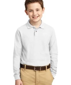 Port Authority Youth Long Sleeve Silk Touch Polo. Y500LS -Bulkthreads store 85174189
