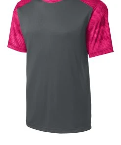 Sport-Tek Youth CamoHex Colorblock Tee YST371 -Bulkthreads store 85175529