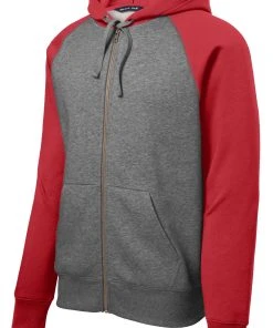 Sport-Tek Men's Raglan Colorblock Full-Zip Hooded Fleece Jacket 19 Sport-Tek Men's Raglan Colorblock Full-Zip Hooded Fleece Jacket -Bulkthreads store 85182897