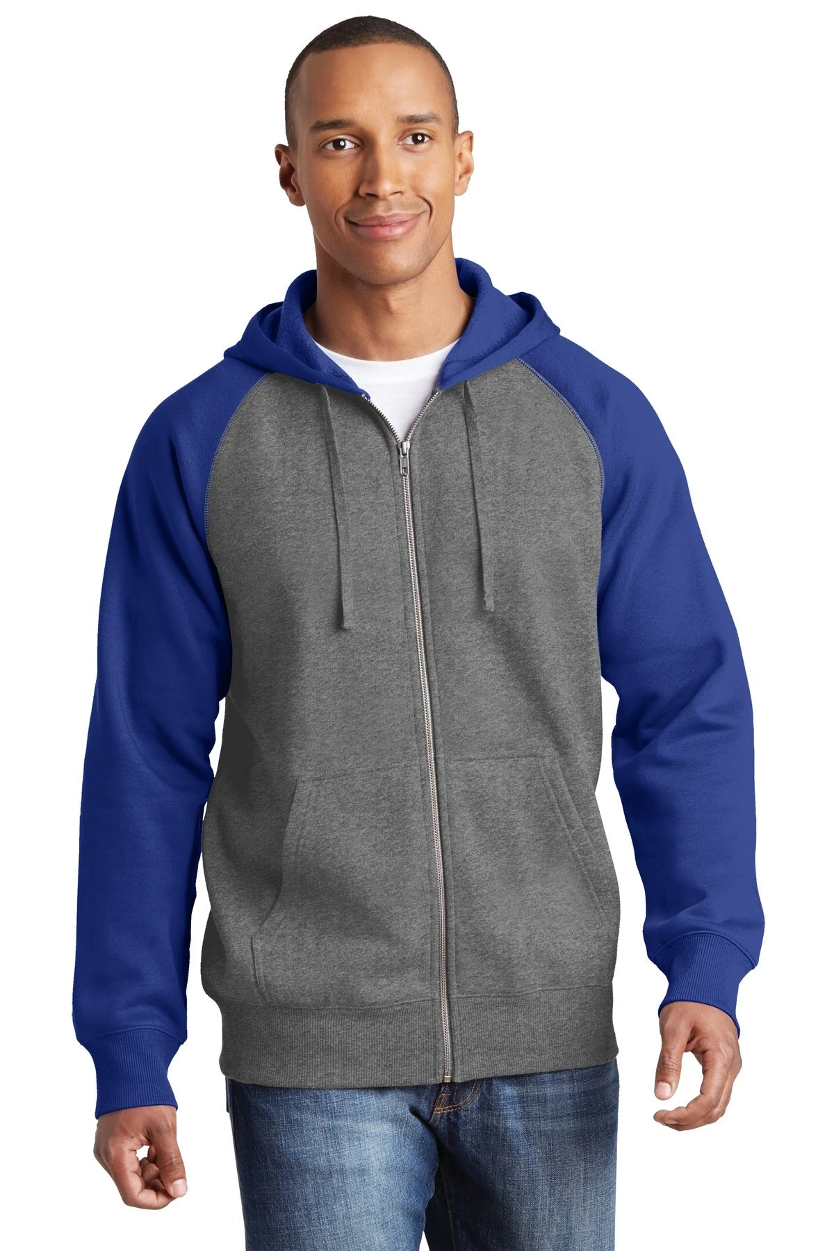 Sport-Tek Men's Raglan Colorblock Full-Zip Hooded Fleece Jacket 6 Sport-Tek Men's Raglan Colorblock Full-Zip Hooded Fleece Jacket - Image 6