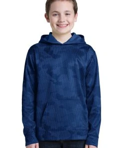 Sport-Tek Youth Sport-Wick CamoHex Fleece Hooded Pullover YST240 -Bulkthreads store 85195949