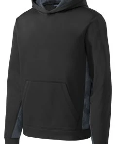Sport-Tek Youth Sport-Wick CamoHex Fleece Colorblock Hooded Pullover YST239 -Bulkthreads store 85195971