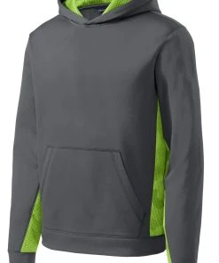Sport-Tek Youth Sport-Wick CamoHex Fleece Colorblock Hooded Pullover YST239 -Bulkthreads store 85196214