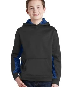 Sport-Tek Youth Sport-Wick CamoHex Fleece Colorblock Hooded Pullover YST239 -Bulkthreads store 85196526