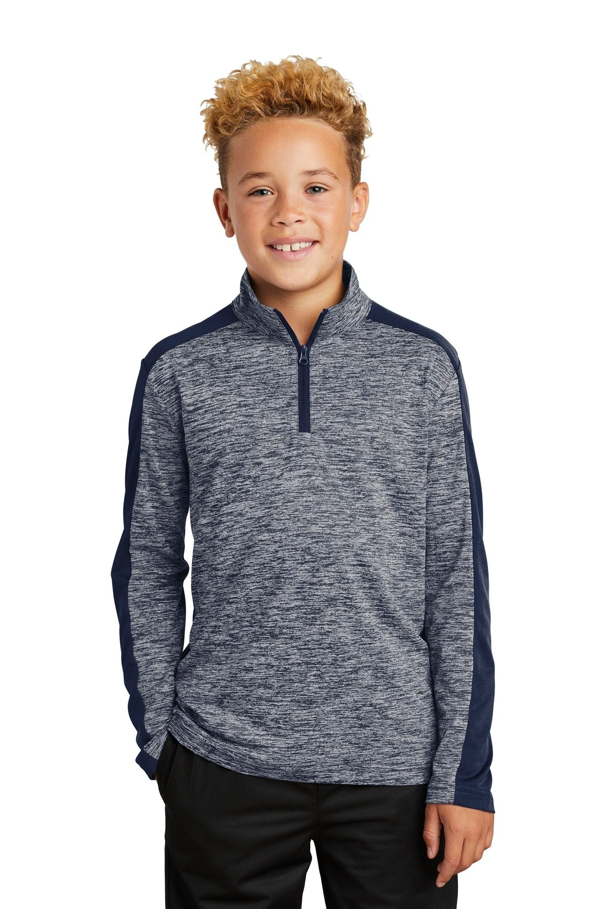 Sport-Tek Youth PosiCharge Electric Heather Colorblock 1/4-Zip Pullover YST397 2 Sport-Tek Youth PosiCharge Electric Heather Colorblock 1/4-Zip Pullover YST397 - Image 2