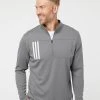 Adidas Men's 3-Stripes Double Knit Quarter-Zip Pullover