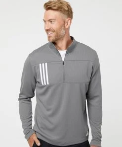 Adidas Men's 3-Stripes Double Knit Quarter-Zip Pullover