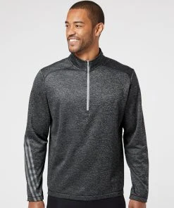 Adidas Men's Brushed Terry Heathered Quarter-Zip Pullover