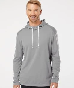 Adidas Men's Textured Mixed Media Hooded Sweatshirt