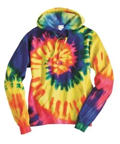 Dyenomite Men's Multi-Color Spiral Pullover Hooded Sweatshirt