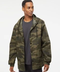 Independent Trading Co. Men's Water-Resistant Hooded Windbreaker