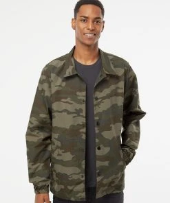 Independent Trading Co. Men's Water-Resistant Windbreaker Coach's Jacket