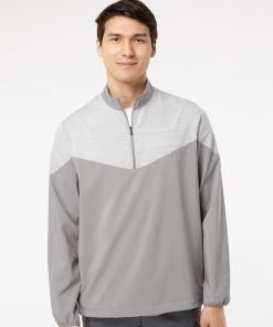 Adidas Men's Heather Chevron Quarter-Zip Wind Pullover