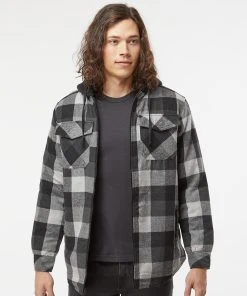 Burnside Men's Quilted Flannel Hooded Jacket