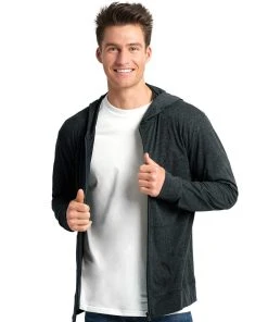 Next Level Men's Sueded Long Sleeve Hooded Full Zip