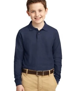 Port Authority Youth Long Sleeve Silk Touch Polo. Y500LS -Bulkthreads store 89182086