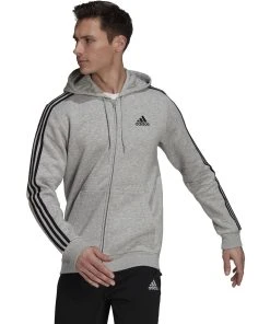 Adidas Men's 3-Stripe Fleece Full Zip Hoodie -Bulkthreads store HB0041 02 1