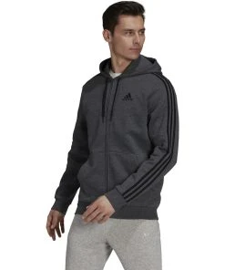 Adidas Men's 3-Stripe Fleece Full Zip Hoodie -Bulkthreads store HB0042 02 1