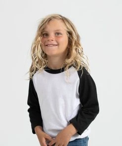 Tultex Youth Raglan T-Shirt -Bulkthreads store White Black